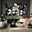 Plumeria Frangipani Black Stone Canvas | White Flower Spa by MyGreatCanvas | Canvas Wall Art Prints | Photo Prints & Wall Decor
