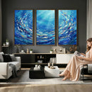 School of Fish Canvas Print | Blue Ocean Underwater Wall Art by MyGreatCanvas | Canvas Wall Art Prints | Photo Prints & Wall Decor