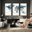 Watercolor World Map Canvas Wall Art Print – Abstract