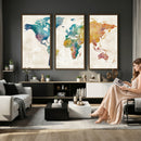 Watercolor World Map Canvas Wall Art Print – Abstract by MyGreatCanvas | Canvas Wall Art Prints | Photo Prints & Wall Decor