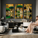 Gustav Klimt Golden Cityscape Wall Art Canvas Print,