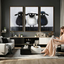 Funny Sheep Canvas Wall Art, Three Quirky Sheep Painting Print, Cute Animal Nursery Decor, Black White Navy Farmhouse Art, Kids Room Gift by MyGreatCanvas | Canvas Wall Art Prints | Photo Prints & Wall Decor