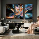 Fractal Lotus Canvas Wall Art, Blue Orange Glowing Flower Abstract Print, Modern Zen Meditation Room Decor, Ethereal Digital Art, Living Room by MyGreatCanvas | Canvas Wall Art Prints | Photo Prints & Wall Decor
