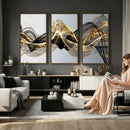 Black and Gold Abstract Wall Art, Modern Wave Canvas Print, Elegant Flowing Smoke Art, Luxury Living Room Decor by MyGreatCanvas | Canvas Wall Art Prints | Photo Prints & Wall Decor