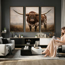Texas Longhorn Wall Art Canvas Print – Brown Horned Bull