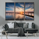 Wooden Pier on Seascape and Sunset Wall Art Canvas Print by MyGreatCanvas | Canvas Wall Art Prints | Photo Prints & Wall Decor