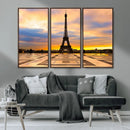 Paris Eiffel Tower Sunset Canvas Wall Art Print - Iconic