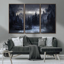 Night Landscape and Trees Wall Art Canvas Print