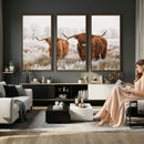 Longhorn Cattle Wall Art Canvas Print, Framed Farmhouse
