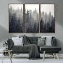 Misty Forest Canvas Wall Art – Monochrome Triptych Pine Tree by MyGreatCanvas | Canvas Wall Art Prints | Photo Prints & Wall Decor