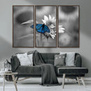 Blue Butterfly Black and White Canvas Wall Art by MyGreatCanvas | Canvas Wall Art Prints | Photo Prints & Wall Decor