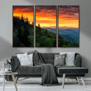 Forest Landscape Wall Art Sunset Canvas, Forest Sunset