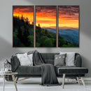 Forest Landscape Wall Art Sunset Canvas, Forest Sunset