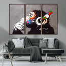 Dj Monkey Listening to Music Wall Art Print | Banksy Monkey by MyGreatCanvas | Canvas Wall Art Prints | Photo Prints & Wall Decor