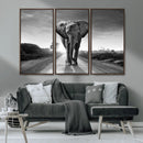 Black and White Elephant Wall Art Canvas Print
