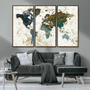 Vintage World Map Wall Art Canvas Print, Framed Rustic Earth by MyGreatCanvas | Canvas Wall Art Prints | Photo Prints & Wall Decor