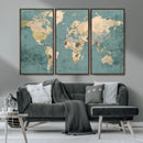 Classic World Map Canvas Print – Framed Vintage Map Wall by MyGreatCanvas | Canvas Wall Art Prints | Photo Prints & Wall Decor