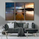 Serene Lake Pier at Sunset Canvas Print | Landscape Canvas