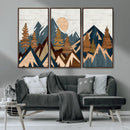 Abstract Wood Panel Effect Mountain Range Top Wall Art