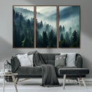 Captivating Misty Forest Wall Art Premium Canvas Print a