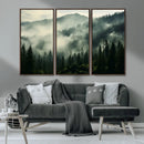 Captivating Misty Forest Wall Art Premium Canvas Print a