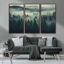 Misty Forest Wall Art Premium Canvas Print a Foggy and