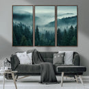 Captivating Misty Foggy Forest Wall Art Premium Canvas Print