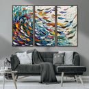 Modern Abstract Fish Shoal Wall Art Canvas Print, Colorful by MyGreatCanvas | Canvas Wall Art Prints | Photo Prints & Wall Decor