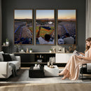 Dodger Stadium Sunset Game Triple Canvas Wall Art - Los