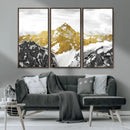Gold Abstract Mountains Wall Art Print on Canvas, Nature