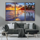 Serene Beach Sunset Wall Art Canvas- Coastal Seascape Print