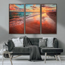 Sunset Beach Wall Art | Ocean Canvas Print | Coastal Wall