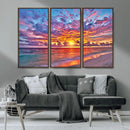 Vibrant Sunset Beach Wall Art - Ocean Sunset Canvas Print |