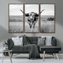 Texas Cow Longhorn Wall Art Canvas Print for Farm House Wall