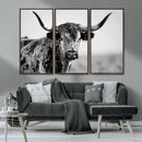Texas Cow Longhorn Wall Art Canvas Print in Black and White by MyGreatCanvas | Canvas Wall Art Prints | Photo Prints & Wall Decor