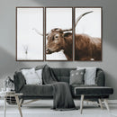 Rustic Bull Wall Art Canvas Print – Modern Longhorn