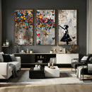 Banksy Wall Art - Banksy Girl and Butterfly Explosion Wall