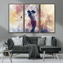 Abstract Watercolor Golf Player Wall Art Canvas Print
