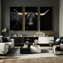 Black Bull Wall Art – Majestic Longhorn Canvas Print with