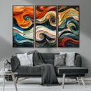 Abstract Wave Wall Art | Ready to Hang Framed Canvas Print |