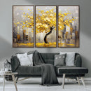 Golden Tree Canvas Print | Abstract Wall Art for Modern