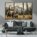 Rustic Grizzly 399 Bear Family Wall Art Canvas Print by MyGreatCanvas | Canvas Wall Art Prints | Photo Prints & Wall Decor
