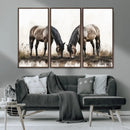Chines Ink Style Horses Wall Art Canvas Print