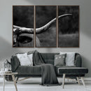 Cow Longhorn Wall Art | Black and White Print | Ready to by MyGreatCanvas | Canvas Wall Art Prints | Photo Prints & Wall Decor