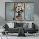 Golden Petal Wall Art - Petal Silhouette Woman Wall Art by MyGreatCanvas | Canvas Wall Art Prints | Photo Prints & Wall Decor