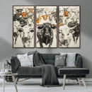 Farmhouse Wall Art | Western Longhorn Cattle Canvas Print | by MyGreatCanvas | Canvas Wall Art Prints | Photo Prints & Wall Decor