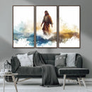 Watercolor Jesus Walking Wall Art Print, Jesus Water Canvas