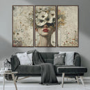 Abstract Floral Women Patel Wall Art Canvas Print