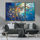 Colorful Swirling Fish School Wall Art Canvas Print |