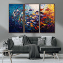 Vibrant Abstract Fish Swarm Art – Colorful Fish Inspired